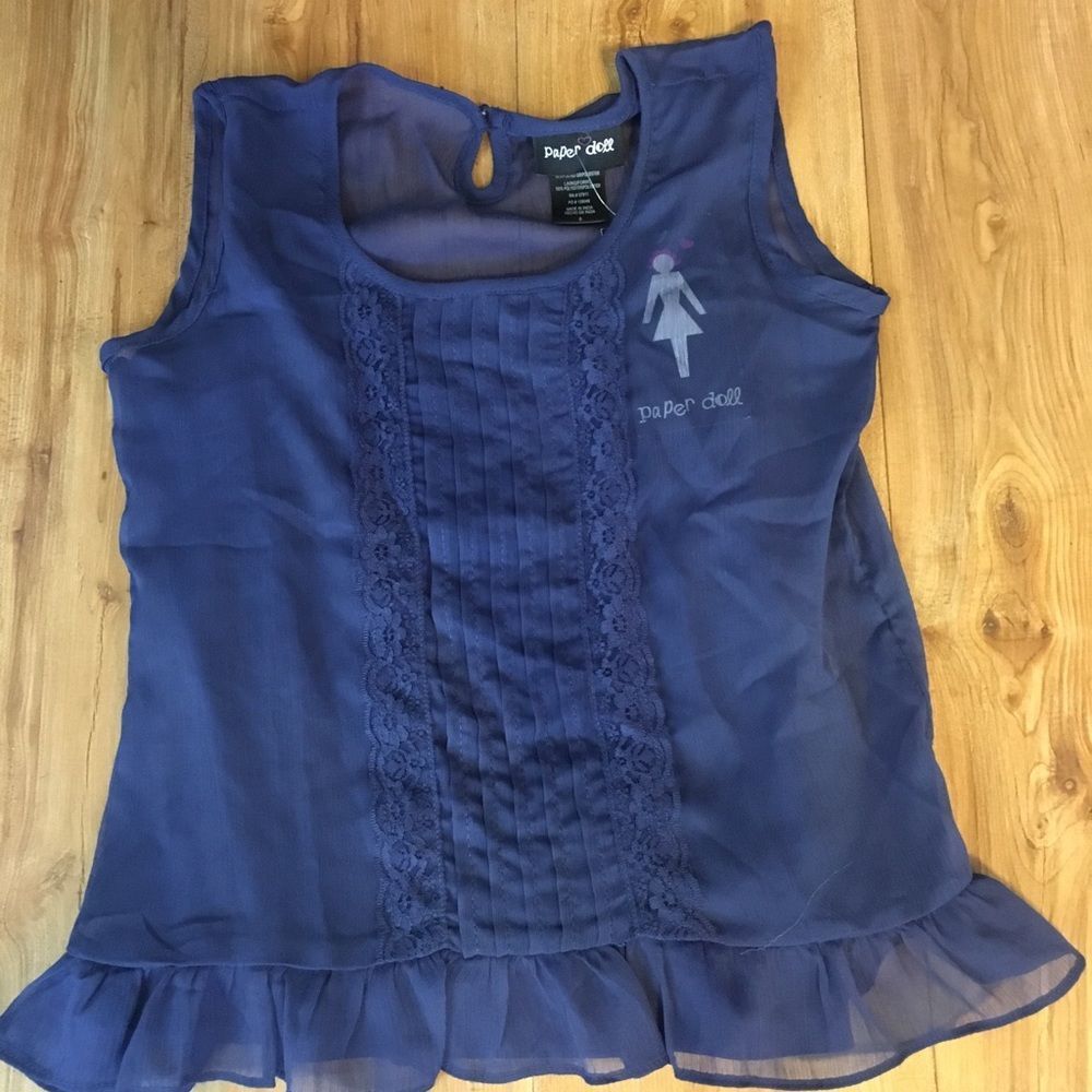 🔆NWT PAPER DOLL NAVY BLUE GIRLS TOP SIZE 8🔆